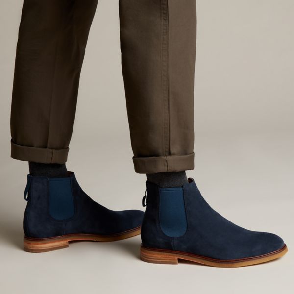 Clarks Mens Clarkdale Gobi Chelsea Boots Navy | UK-7539612